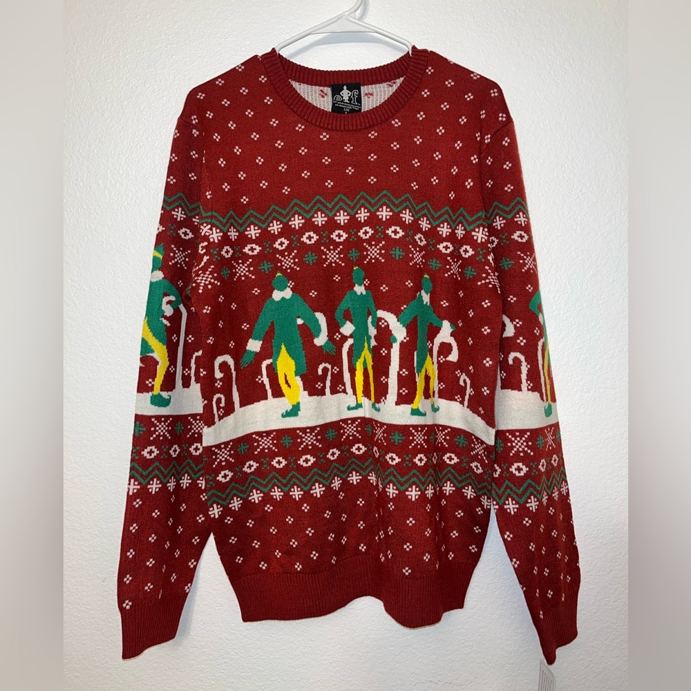 NEW Elf Movie Ugly Christmas Sweater Red Holiday Knit Adult Small